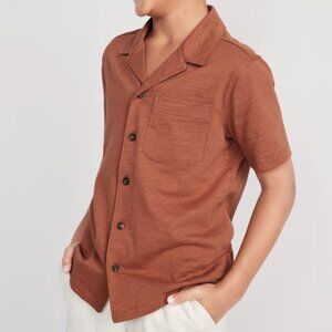 NWOT Old Navy Short-Sleeve Slub-Knit Camp Shirt, Boys/Unisex, XS (5)